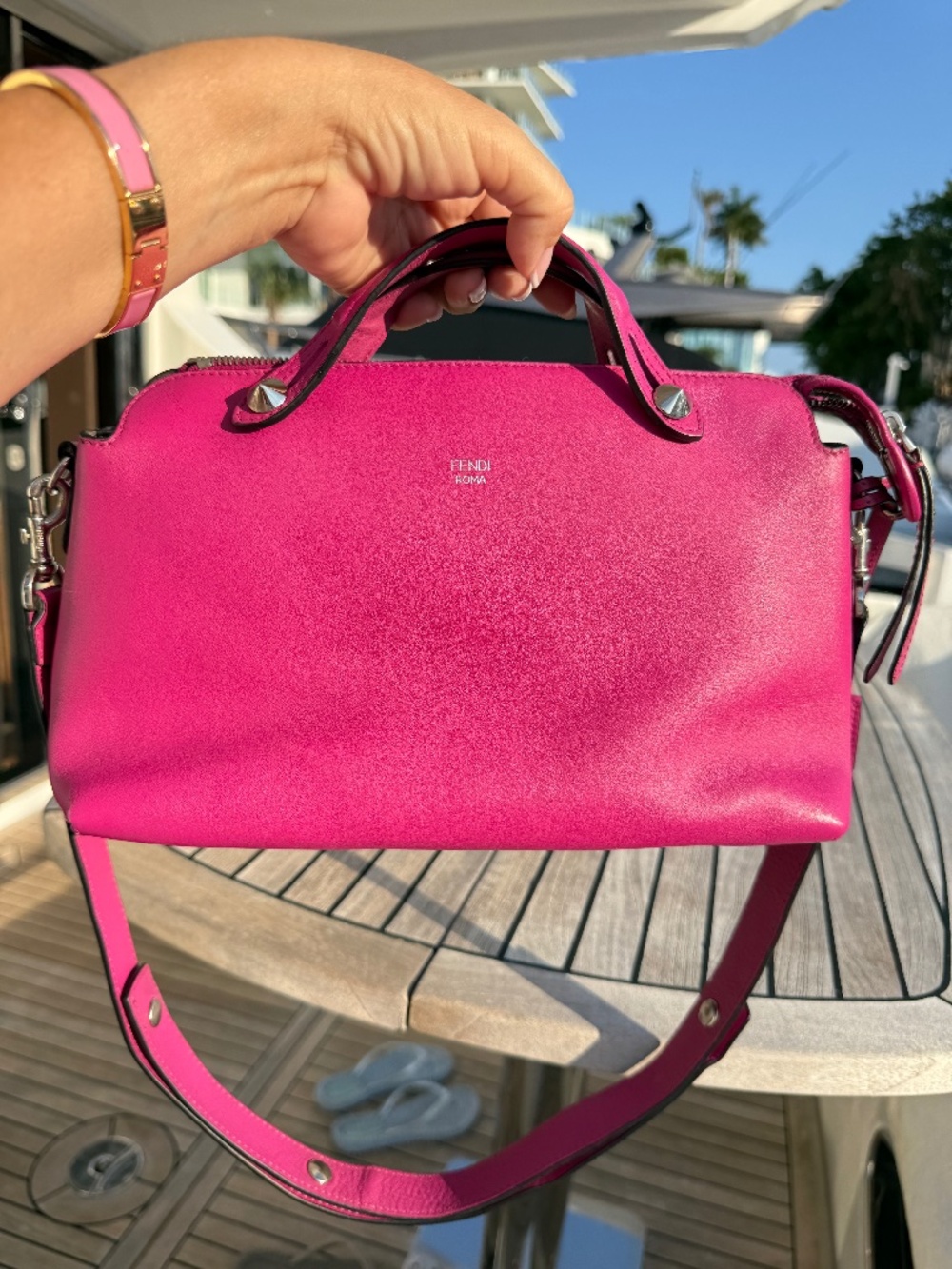 Fendi Vitello Dolce Medium By The Way Bag in Magenta Pre-Owned